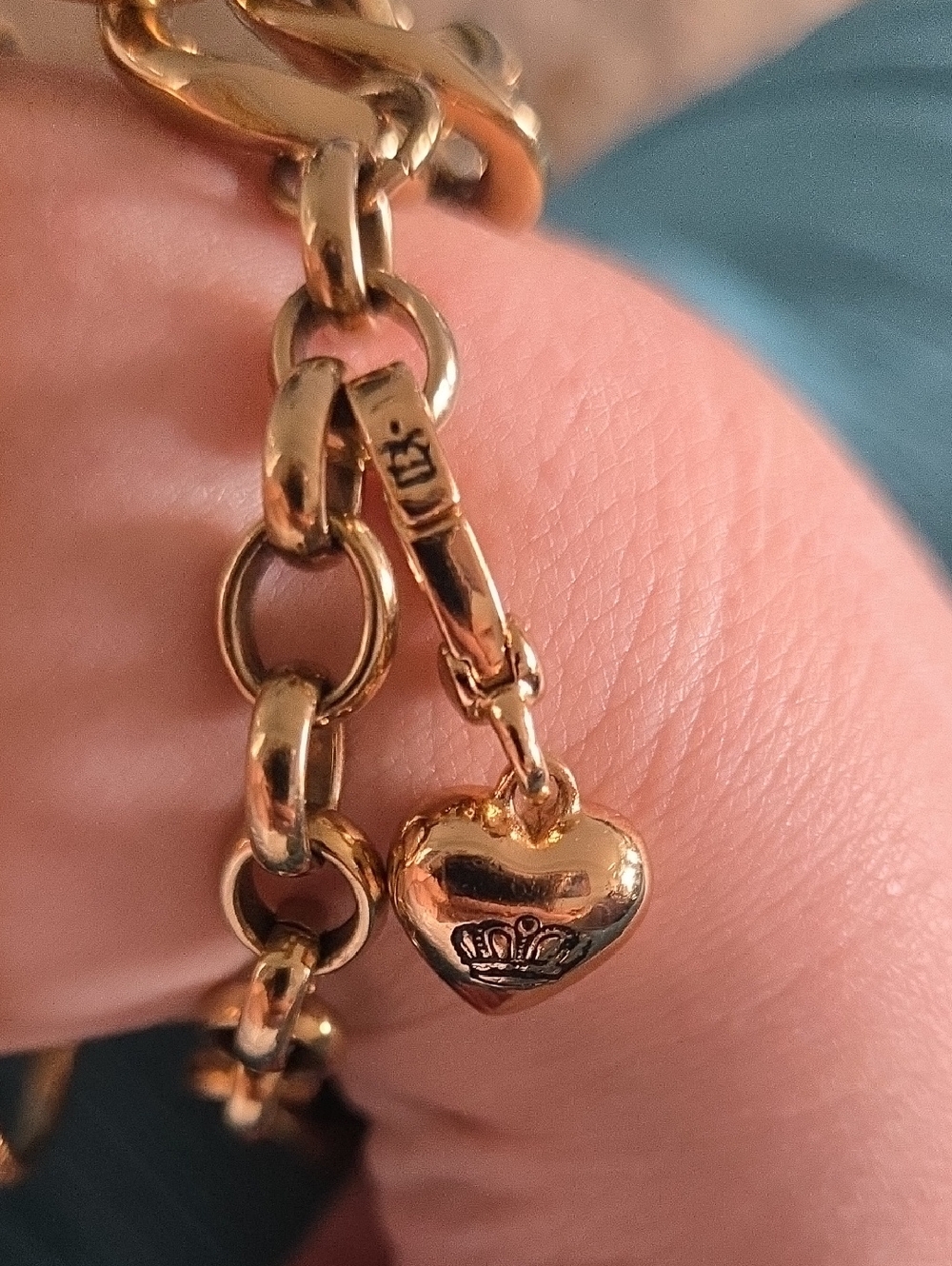Vintage Juicy Couture Gold Tone Puffed Heart Charm - Y2K Crown Logo Retired